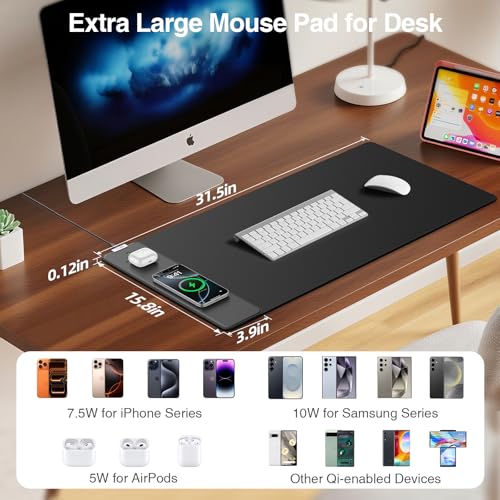 Mouse Pad with Magnetic Wireless Charger