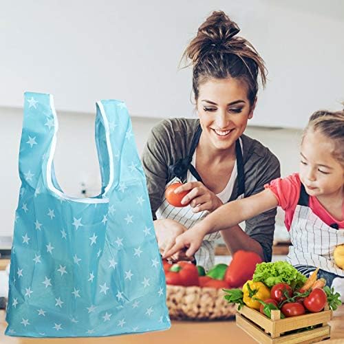 ISIYINER Foldable Shopping Bags Reusable Handy Grocery Bags Washable Shopper Tote Lightweight Purse Bag Fits in Pocket Large Capacity Shopping Pouch for Buying Fruits Vegetables, 6 Pack (6 Styles)