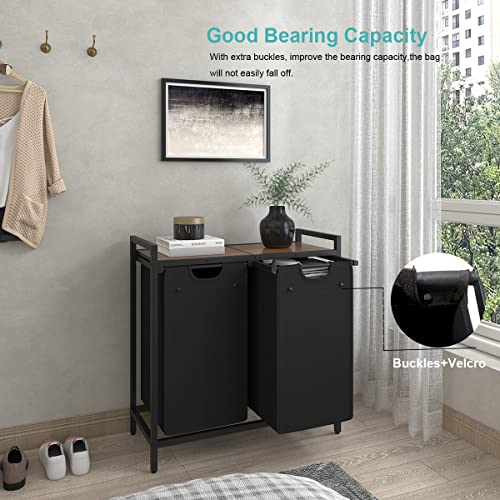 Laatooree Laundry Hamper, Two-Color 2 × 48L Laundry Basket With 2 Removable Laundry Sorter Bags And Top Shelf, Clothes Hamper For Laundry Room, Bathroom #TOP3