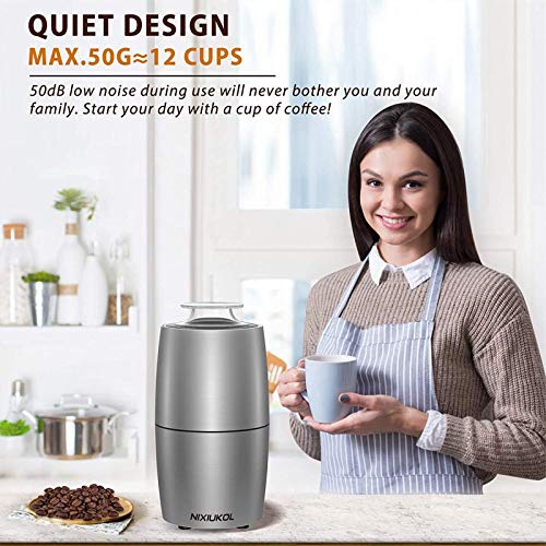 ywewsq Molinillo de café eléctrico con Hoja de Acero Inoxidable, bajo Nivel de Ruido, Motor Potente de 28000 RPM, Ideal… - Imagen 4