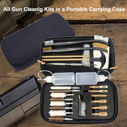 BESWON Universal Handgun Cleaning Kit Pistol Cleaning Kit for .22 .357/.38 .40 .45 Caliber 9mm Gun Cleaning Kit Gun Brush Tools with Carrying Case — view 6