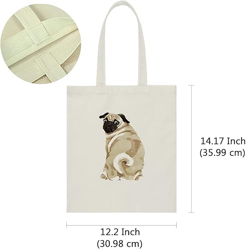 Vista 69 de WIRESTER Bolsa de lona para mujeres y niñas, bolsa de playa, comestibles y viajes, lindo perro