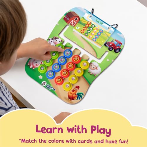 Image of Spartan Kids Fun Farm Coder Color Matching Board Game, Baby Toys Farm Animals Pattern Play, Montessori Learning Game for Boys, Kids Games Gift for 3 Year Boy