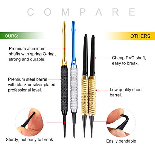 Centaur 12 Pack Soft Tip Darts, Professional 18 Gram Plastic Tip Dart Sets With 4 Colors Premium Aluminum Shafts 100 Dart Tips 16 Dart Flights And Dart Case For Electronic Dart Board, Silver & Black #TOP3