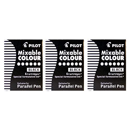 PILOT 3 Packungen mit je 6 Tintenpatronen für Parallel Pen, Schwarz