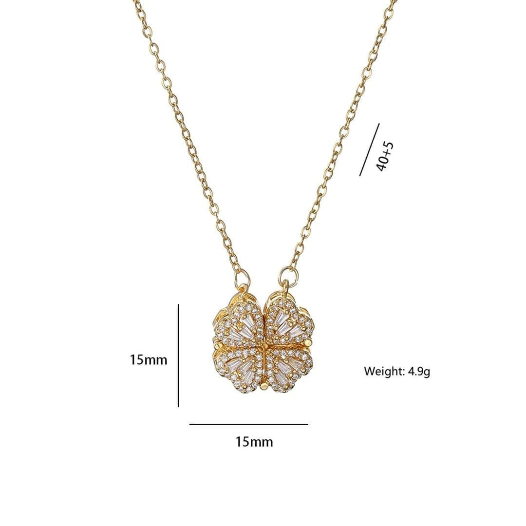 LYGBAOFUL Collier Coeur Porte-Bonheur en Argent Sterling 925 pour Femmes, Collier Ras du Cou rétro Gothique à Quatre Feuilles avec Pendentif d'amour, 4