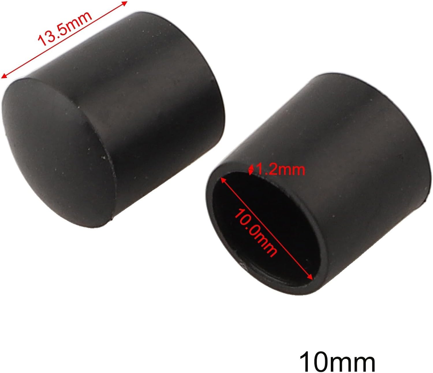 20 Pack Round Chair Leg-Caps Floor Protectors Floor Pads Non Slip Chair Glides Black PVC For Various Diameters From 10mm To 28mm Practical Solution For Every Room (10mm)