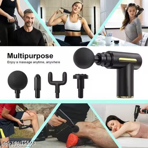 Image of Portable Massage Gun for Pain Relief, Unisex Deep Tissue Massage Gun, Muscle Relaxing Bodie Massage Machine for Home, Handheld 6 Speed with 4 Heads GUNMASSAGER10372047