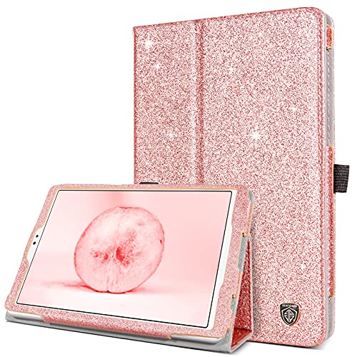 Bentoben Galaxy Tab A7 Lite 8.7 Inch 2021 Case, Slim Glitter Sparkly Pu Leather Stand Folding Folio Shockproof Protective Tablet Case For Samsung Galaxy Tab A7 Lite 8.7 Inch Sm-T220/T225, Rose Gold #TOP16