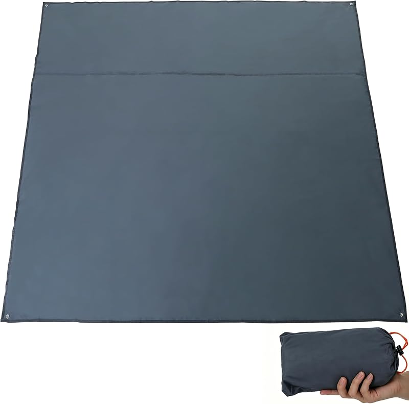 Lona impermeable para acampar, huella de tienda multifuncional gris/verde 4 en 1 para acampar, senderismo, mochilero
