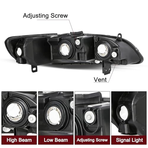 JSBOYAT Headlight Assembly Replacement for 1998 1999 2000 2001 2002 Honda Accord Driver and Passenger Side - Image 4