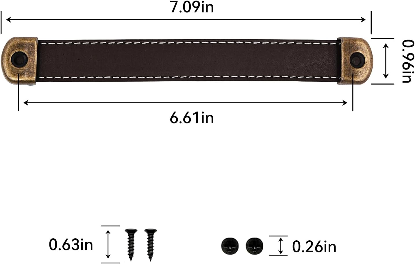 2PCS Brown Leather Drawer Handles with Mounting Screws - Modern Leather Trunk, Suitcase, and Cabinet Pulls