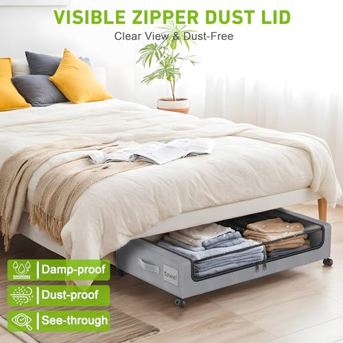 Yaasheen Under Bed Storage With Wheels, 2Pack Under Bed Storage Containers,Under Bed Shoe Storage Organizer With Clear Window&Label,Rolling Under Bed Storage Metal Drawer For Clothes,Shoes,Toys thumb #6