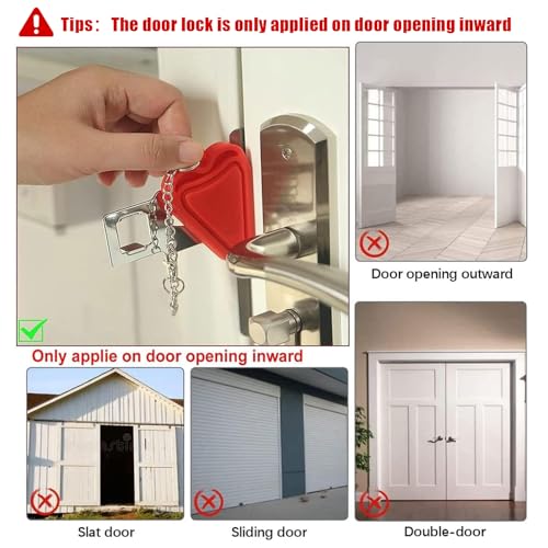 QEEYON Türstopper Alarm & Tragbares Türschloss, Alarm-Keil mit 120-dB-Alarm, Einstellbares Doppelschutz-Sicherheitstür-Kit für den persönlichen Schutz von Heimhotels und Reisen