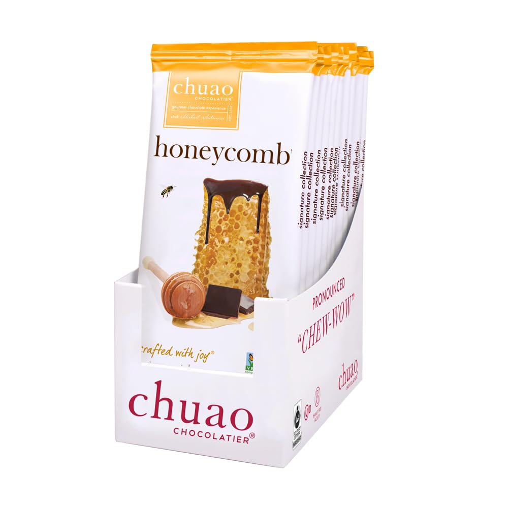 Chuao Chocolatier Honeycomb Gourmet Dark Chocolate Bars | No Preservatives | For Gift Baskets, Christmas, Birthday| 12 Ct