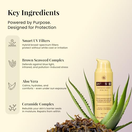 Image of UNTAMED Sunscreen SPF50+ PA+++ for Oily & Dry Skin, Face Use for Men & Women, 5-in-1 Formula that Acts as Essence, Primer , Antioxidant serum, Moisturizer and SPF 50, Lightweight Texture, Sulphate & Paraben Free, Clean formula, Daily UV, Pollution & Blue Light Protection, 50g