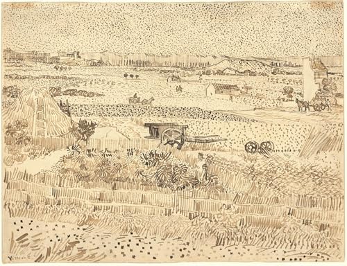 Tableau sur toile Van Gogh Récolte la Plaine de La Crau pour décoration murale 60x90cm