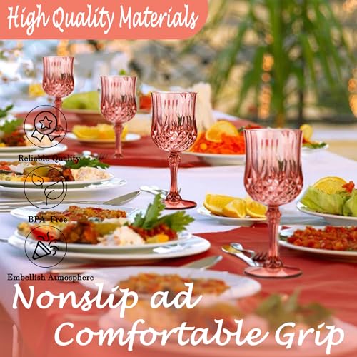 LEYIQU Plastic Wine Glasses, Plastic Goblets Vintage Style Cordial Unbreakable Drinking Glasses, Reusable Drinkware for Wedding Reception, Grand Event Party Supplies (12, Rose Gold) by LEYIQU - Used condition - Image 4