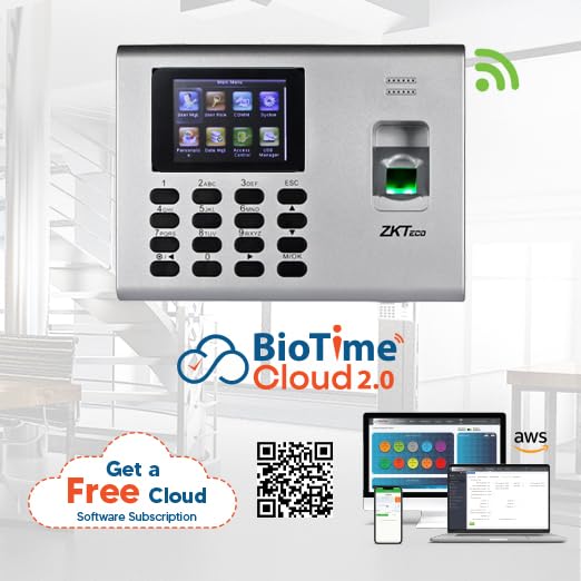 Image of ZKTeco K40 Pro Time Attendance & Acces Control Terminal | Biometric Fingerprint, RFID Card, Wi-Fi, Battery Backup | Free Cloud-Based Attendance Software (Fingerprint, Card, Battery, WiFi)