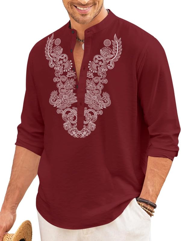 Men’s Cotton Blend Short Kurta with Stylish Printed Neck Design | Mandarin Collar | Comfortable Regular Fit | Ideal for Festive, Casual-picture-56