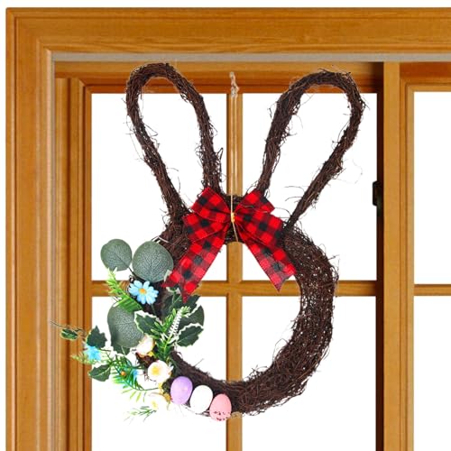 Setauoo Corona de Pascua para Puerta - Decoración Primaveral Artificial Adorable,Corona Floral con Huevos para Exterior | para Fiestas Interior Exterior Salón Decoración Rústica
