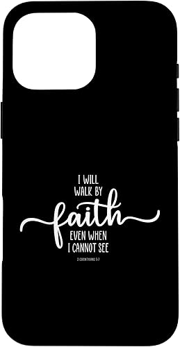 Miniatura 49 de Funda para iPhone 12 Pro Max con texto en inglés "I Will Walk By Faith, God Jesus Christian Bible Inspiration