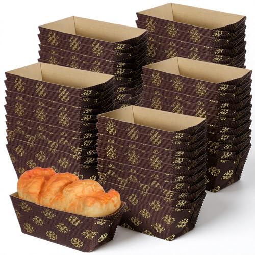 PercyEffie 120pcs mini loaf pans disposable mini paper bread loaf pans disposable paper loafs pan for baking loafs pan liners Rectangle Corrugated Cardboard for Bread,Small Pumpkin Breads,Meatloaf by PercyEffie - Used condition - US$12.73