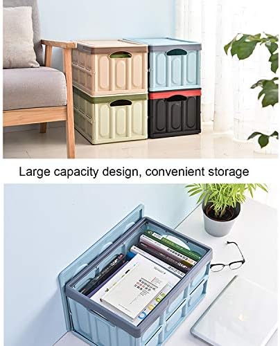 Tuevob Collapsible Storage Boxes Crates 2 Pack 30L Lidded Storage Bins Plastic Tote Storage Box Container Stackable Folding Utility Crate for Clothes, Toy, Books,Snack, Shoe Grocery Storage Bin-Blue