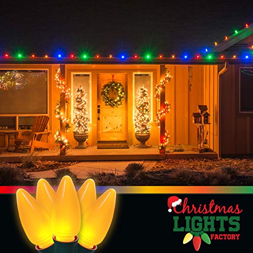 Christmas Lights Factory - C9 - Orange - Super Bright Led Frosted Bulbs - 25 Bulbs Only - Commercial Grade - Dimmable - Indoor & Outdoor. Be A Beacon Of Holiday Spirit, Joy, & Light. #TOP7