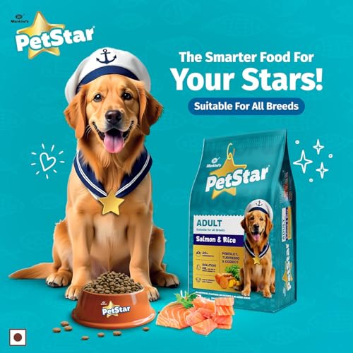 Image of Mankind Petstar Adult Dry Dog Food (High Protein) Salmon & Rice Flavor, 10 kg Pack | Improves Muscle & Strength, Supports Immunity, Protects Liver & Kidney