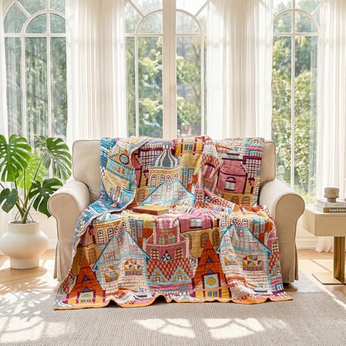 Image of LUTBM Boho Throw Blanket for Bed 60 inchx80 inch, All Season Cotton Couch Blankets