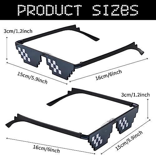 KIMOBER 10 Pack Sunglasses,Black 8 Bits Pixelated Mosaic Gamer Glasses for Men Women Kids Photo Props Party Favors3