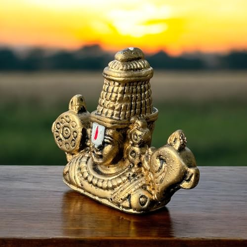 Image of Tirupati Balaji Idol for Car Dashboard, Venkateswara Swamy murthi, Vaastu Advised Balaji Statue - Tirupati Balaji Murti Idols for Pooja Room (Gold Small 6 CM)