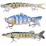 Fishing Lures,VNiXi Multi Jointed Bionic Swimbait Swimming Lures for Bass Trout Redfish Mackerel Walleye Lifelike Hard Bait Freshwater Saltwater Pack of 3