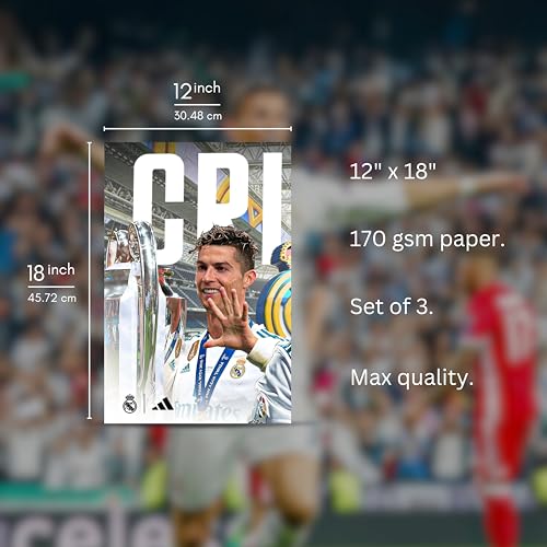 Image of Posternet Football Legend Inspired Wall Poster Set of 3 | 12 x 18 Inch Premium 170 GSM Posters | Sports Wall Art for Bedroom, Gaming Room, Office & Gym Decor | Modern Athlete Inspired Room Decoration