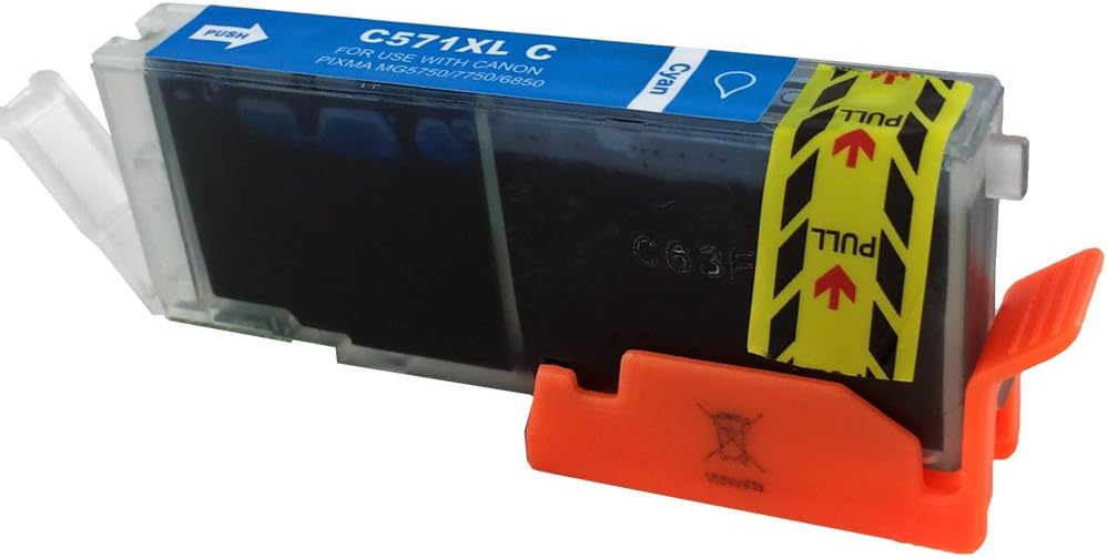 BEST VALUE Canon compatible CLi571 Cyan High Capacity ink cartridges for Canon Pixma MG5700, MG5750, MG5751, MG5752, MG5753, MG6800, MG6850, MG6851, MG6852, MG6853, MG7700, MG7750, MG7751, MG7752, MG7753, TS5050, TS5051, TS5053, TS5055, TS6050, TS6051, TS6052, TS8050, TS851, TS8053, TS9050