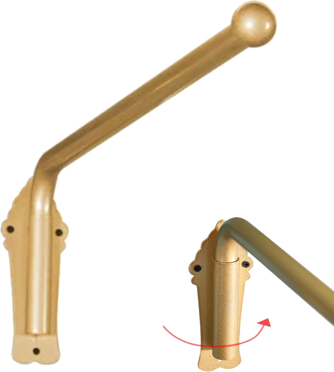 Heavy Duty Swing Arm Curtain Rods, Stand Drapery Arm Curtain Rod, Movable Window Curtain Rail Display Stand, for Front Door Store Kitchen Bathroom（gold） (20in)