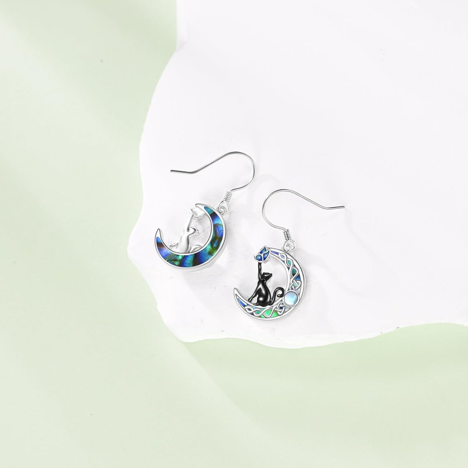 Black Cat Earrings 925 Sterling Silver Cat Earrings Cute Animal Dangle Drop Halloween Jewelry Chriatmas Gifts for Women - Image 5