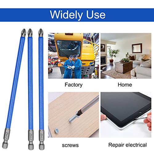 Cyful 10pcs Alloy Steel Anti Slip 6 Inch Long Phillips PH2 Screwdriver Bits Set (PH2 x 150MM)