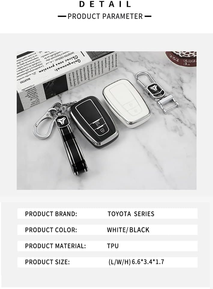 KUNIO Car Key Fob Cover Case Fit for Toyota Corolla Camry C-HR Key Protective Cover Keychain TPU Key Holder 2 Buttons