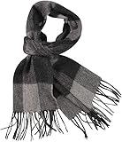 Temminc Pure Wool scarves for men women, Pashmina tartan scarf for women,Wool Cold Weather Scarf,Grey plaid scarves