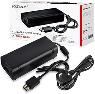 YCCTEAM Xbox 360 Slim Power Supply Brick,AC Adapter Power Cable Replacement Kit for Xbox 360 Slim 360 S Auto Voltage100-240V