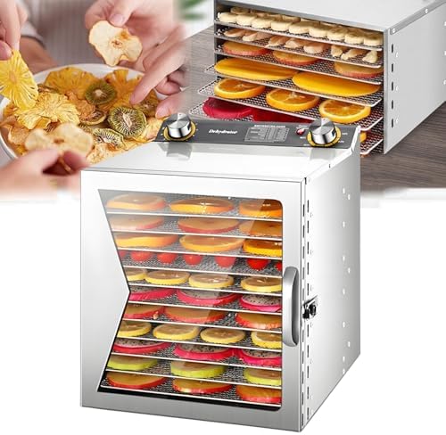Commercial Electric Food Dehydrator, 400W/800W Home Food Dryer with Overheat Protection, 6-Layer Stainless Steel for Jerky, Beef, Herbs, Vegetables & Dog Treats