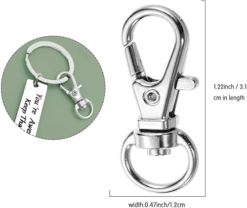 Miniatura 4 de 100 ganchos giratorios a presión, de acero inoxidable, ganchos giratorios para llavero, joyas, suministros de manualidades