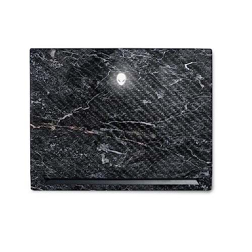 MightySkins Carbon Fiber Skin Compatible With Alienware M18 R1 (2023) Full Wrap Kit - Onyx Marble | Protective, Durable Textured Carbon Fiber Finish | Easy To Apply and Change Styles | Made in the USA