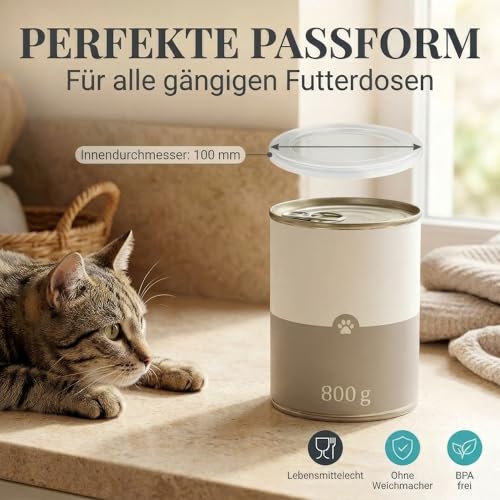 HUND IST KÖNIG Dosendeckel für Tierfutter (3 Stück) - Robuste Deckel für Katzen & Hundefutter Dosen - Tierfutter bleibt lange frisch Dosen schließen Gerüche ein - 800g Dosendeckel