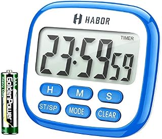 Habor Kitchen Timer, 24-Hours Digital Timer [Multifunctional] with Clock for Cooking, Loud Alarm