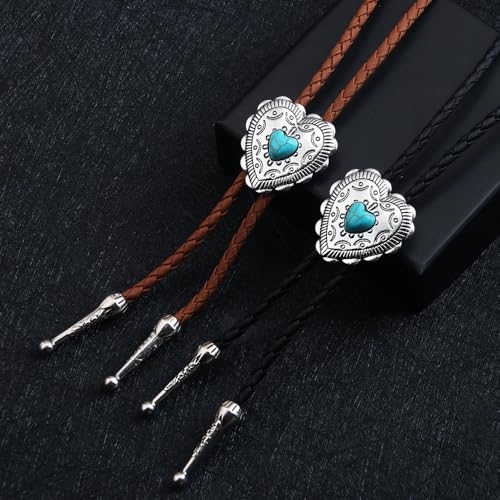 Image of Joxevyia Bolo Tie for Men Vintage Cow Skull Leather Rope Western Cowboy Necktie Vintage Bola Tie Gift for Him