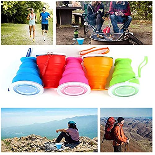 Silicone Collapsible Travel Cup, Silicone Folding Camping Cup With Lids，Expandable Drinking Cup For Outdoor Hiking Travel ，Be Easy To Carry About #TOP5