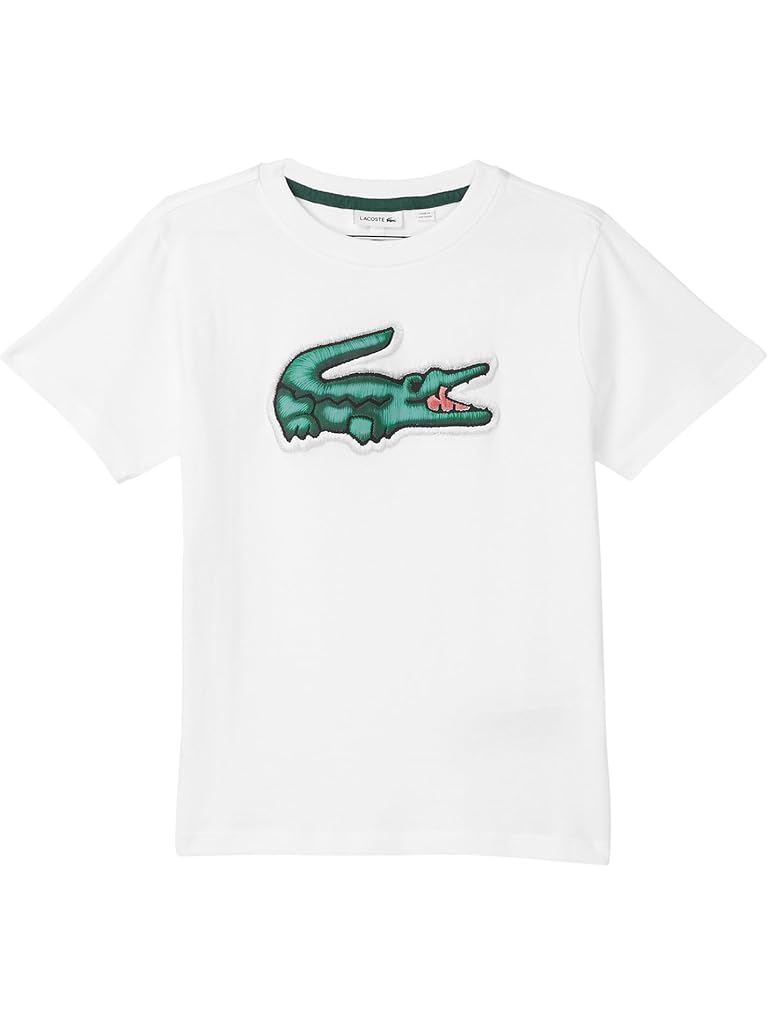 White Lacoste Puff Tee (Big Kid)